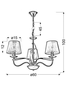 LAMPA SUFITOWA WISZĄCA CANDELLUX DIVA 33-55057  E14 CHROM / ZŁOTY