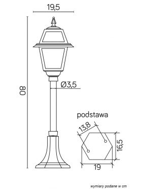 Lampa ogrodowa stojąca Witraż 80 cm  SU-MA K 5002/3 N