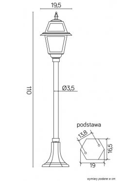 Lampa ogrodowa stojąca Witraż 110 cm  SU-MA K 5002/2 N