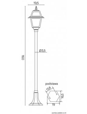 Lampa ogrodowa stojąca Witraż 160 cm  SU-MAK 5002/1 N