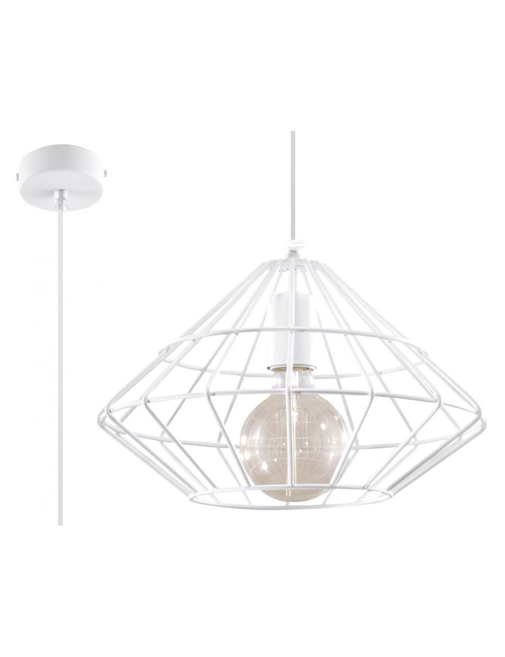 Lampa wisząca loftowa druciana biała Umberto  Sollux SL.0293