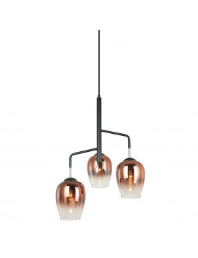 Lampa wisząca szklana miedziana loftowa Lesla Italux PEN-5359-3-BKCOP