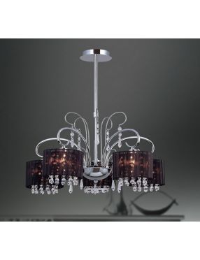 Lampa wisząca z abażurem i kryształakmi dekoracyjna Span 5 czarna Italux MDM1583/5