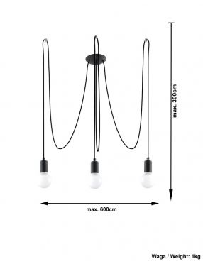 Lampa wisząca loftowa Edison 3  sznurki pająk Sollux SL.0370
