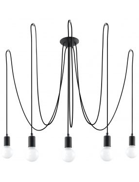 Lampa wisząca loftowa Edison 5  sznurki pająk Sollux SL.0371