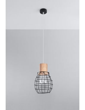 Lampa wisząca pojedyncza drewno + metal loft Rida Sollux  SL.0286
