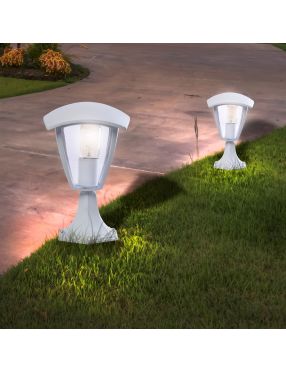 Lampa ogrodowa stojąca mała FOX biała 1xE27