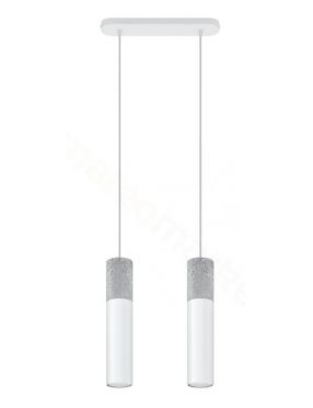 Lampa wisząca tuby nad stół beton/metal podwójna biała Sollux Borgio  SL.0648