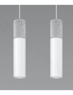 Lampa wisząca tuby nad stół beton/metal podwójna biała Sollux Borgio  SL.0648
