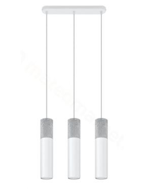 Lampa wisząca tuby nad stół beton/metal potrójna biała Sollux Borgio  SL.0649