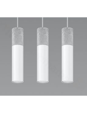 Lampa wisząca tuby nad stół beton/metal potrójna biała Sollux Borgio  SL.0649