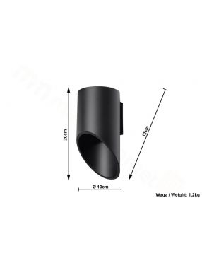 Kinkiet ścienny tuba metalowa  czarny 1 Penne  Sollux SL.0113
