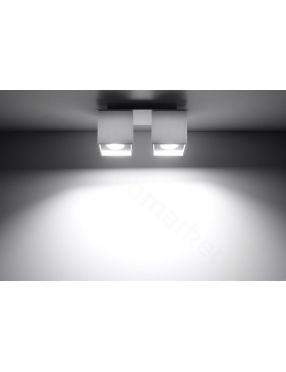 Lampa plafon sufitowy prostokatny metalowy kostka biała Sollux SL.0065