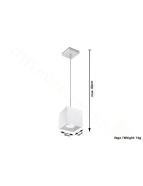 Lampa wisząca pojedyncza metalowa kostka biała Quad Sollux SL.0062