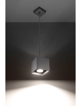 Lampa wisząca pojedyncza metalowa kostka szara Quad Sollux SL.0061
