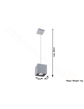 Lampa wisząca pojedyncza metalowa kostka szara Quad Sollux SL.0061