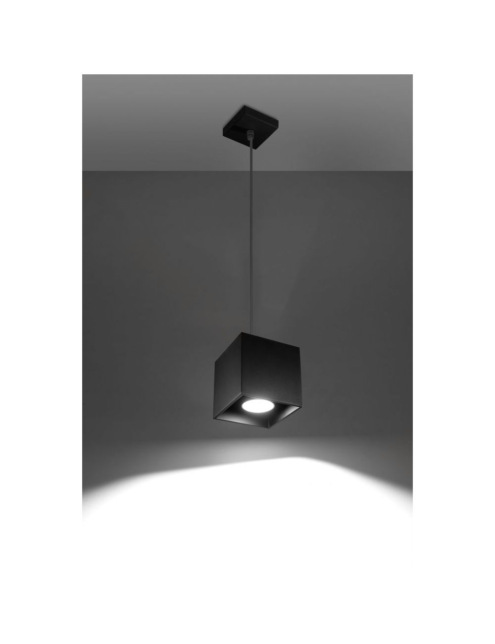 Lampa wisząca pojedyncza metalowa kostka czarna Quad Sollux SL.0060