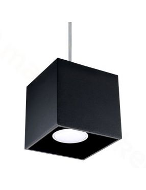 Lampa wisząca pojedyncza metalowa kostka czarna Quad Sollux SL.0060