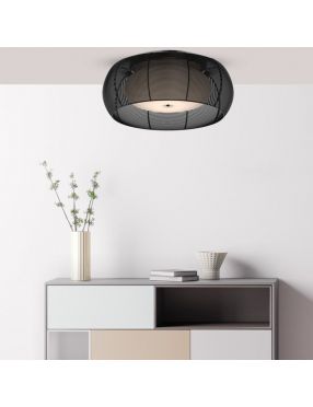 Lampa plafon metalowy z kloszem szklanym czarny Tango MD1104-2