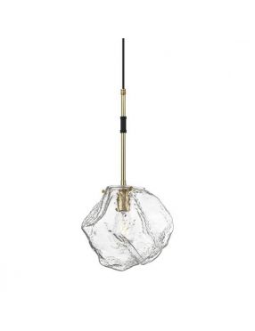 Lampa wisząca pojedyncza szklana przezroczysta złoto czarna loftowa Rock Zuma Line P0488-01M-SEAC