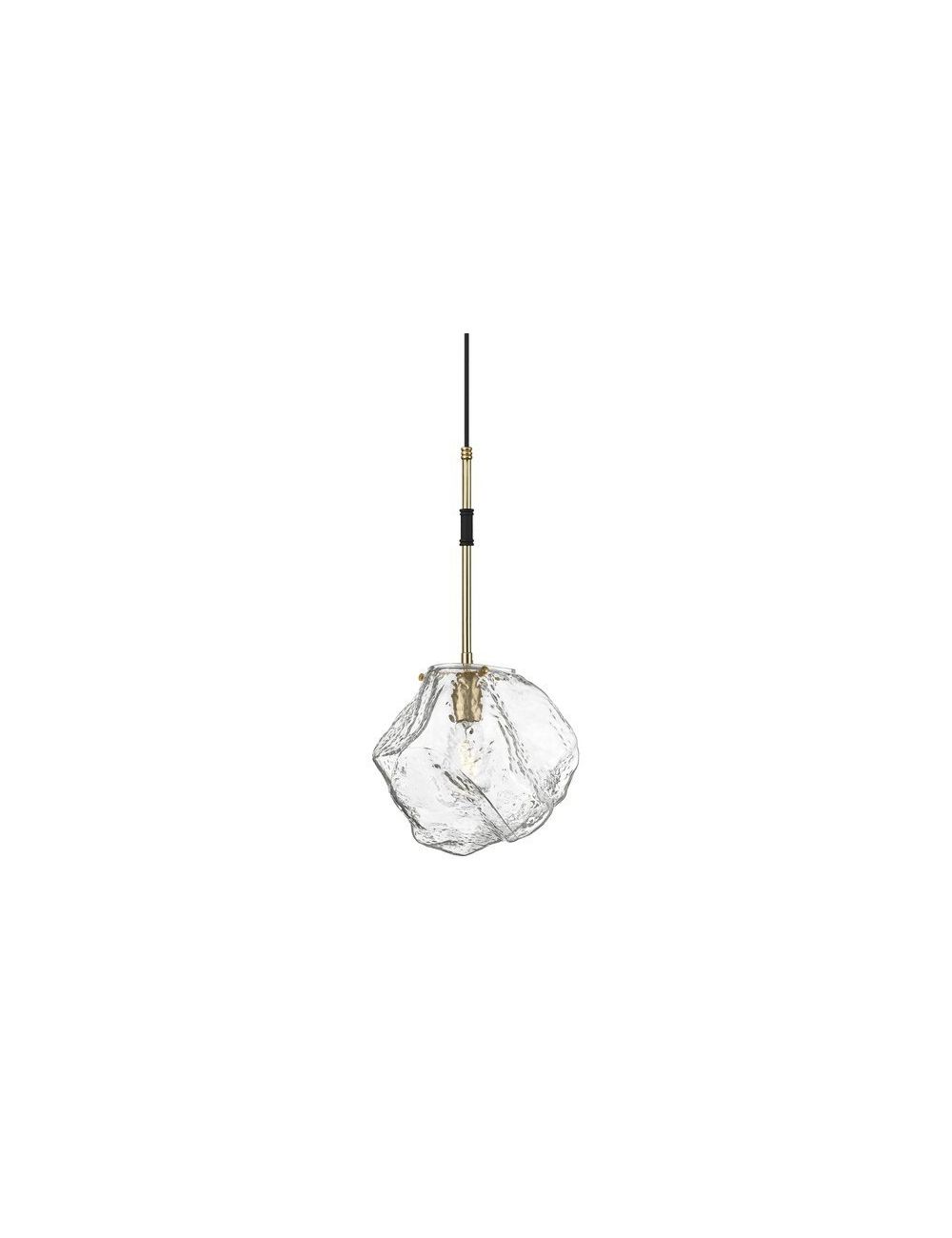 Lampa wisząca pojedyncza szklana przezroczysta złoto czarna loftowa Rock Zuma Line P0488-01M-SEAC