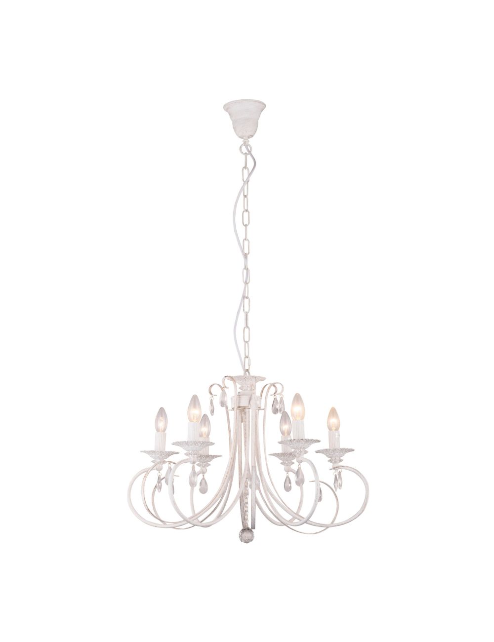 Lampa wisząca klasyczna metalowa świecznik biały Novia ZumaLine RLD94217-6A