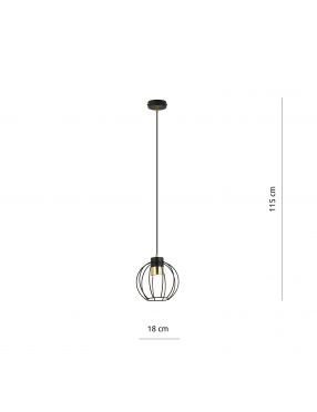 AJAX 1 BLACK/GOLD 1200/1 lampa wisząca regulowana czarna styl loftowy EMIBIG