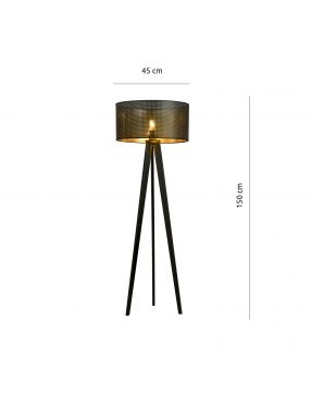 ASTON LP1 BLACK/GOLD 1148/LP1 lampa podłogowa drewniana duży oryginalny abażur EMIBIG