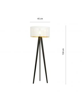 ASTON LP1 WHITE/GOLD 1147/LP1 lampa podłogowa drewniana duży oryginalny abażur EMIBIG