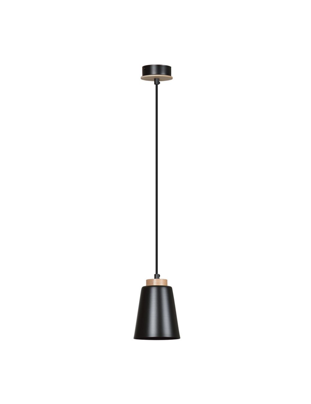 BOLERO 1 BLACK 442/1 wisząca lampa styl skandynawski drewno czarna EMIBIG