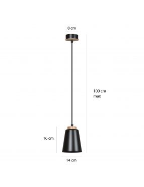 BOLERO 1 BLACK 442/1 wisząca lampa styl skandynawski drewno czarna EMIBIG