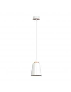 BOLERO 1 WHITE 443/1 wisząca lampa styl skandynawski drewno biała EMIBIG