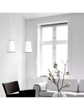BOLERO 2 WHITE 443/2 wisząca lampa styl skandynawski drewno biała EMIBIG