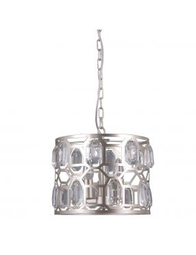 Lampa wiszaca metalowa z kryształkami srebrna Momento Italux PND-43400-3