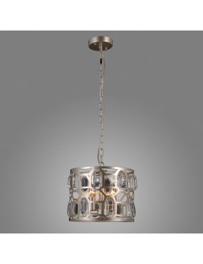 Lampa wiszaca metalowa z kryształkami srebrna Momento Italux PND-43400-3