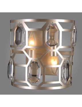 Kinkiet ścienny metalowy z kryształkami srebrny Momento Italux WL-43400-2