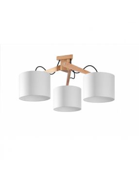Lampa  potrójna sufitowa plafon drewniana z abażurem Legno Sollux SL.0522