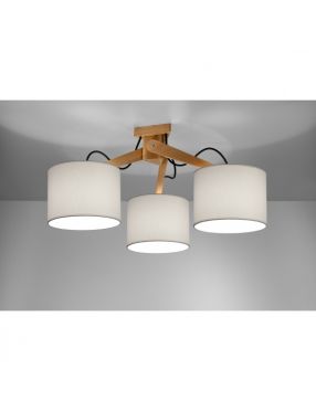 Lampa  potrójna sufitowa plafon drewniana z abażurem Legno Sollux SL.0522