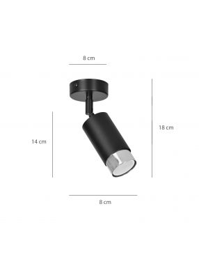 HIRO 1 BLACK-CHROME 964/1 nowoczesny regulowany spot LED sufitowy czarno srebrny EMIBIG