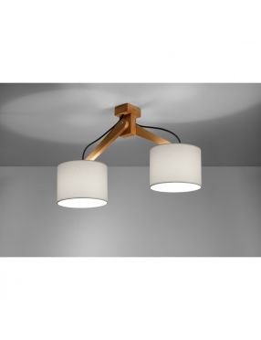 Lampa  podwójna sufitowa plafon drewniana z abażurem Legno Sollux SL.0521