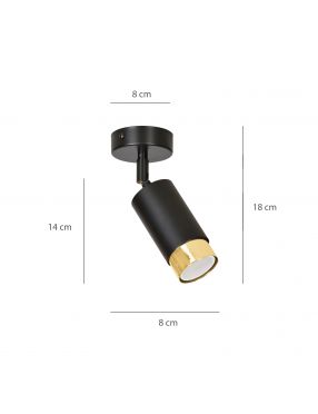 HIRO 1 BLACK-GOLD 965/1 nowoczesny regulowany spot LED sufitowy czarno złoty EMIBIG