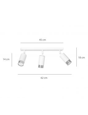 HIRO 3 WHITE-CHROME 962/3 nowoczesny regulowany spot LED sufitowy biało srebrny EMIBIG
