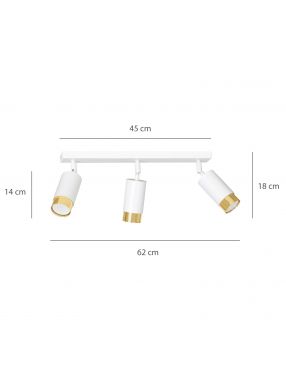 HIRO 3 WHITE-GOLD 963/3 nowoczesny regulowany spot LED sufitowy biało złoty EMIBIG