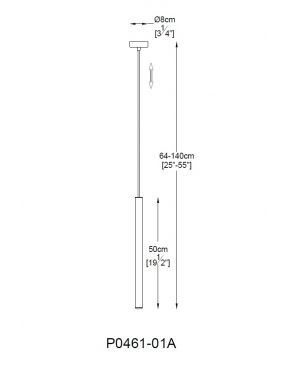 Lampa wisząca pojedyncza rurka tuba chromowa ledowa Loya Zuma Line P0461-01A-F4F4