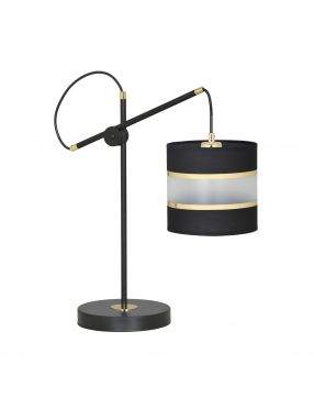 KORNO LN1 BLACK 648/LN1 lampka nocna biurkowa elegancka czarno-złoty abażur regulowana EMIBIG