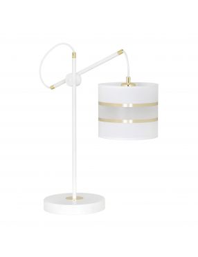 KORNO LN1 WHITE 649/LN1 lampka nocna biurkowa elegancka biało-złoty abażur regulowana EMIBIG