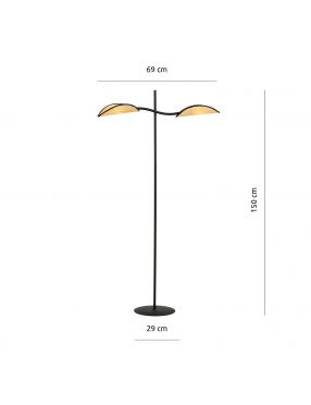 LOTUS LP2 BLACK/RATTAN 1108/LP2 lampa podłogowa oryginalny Design abażury EMIBIG