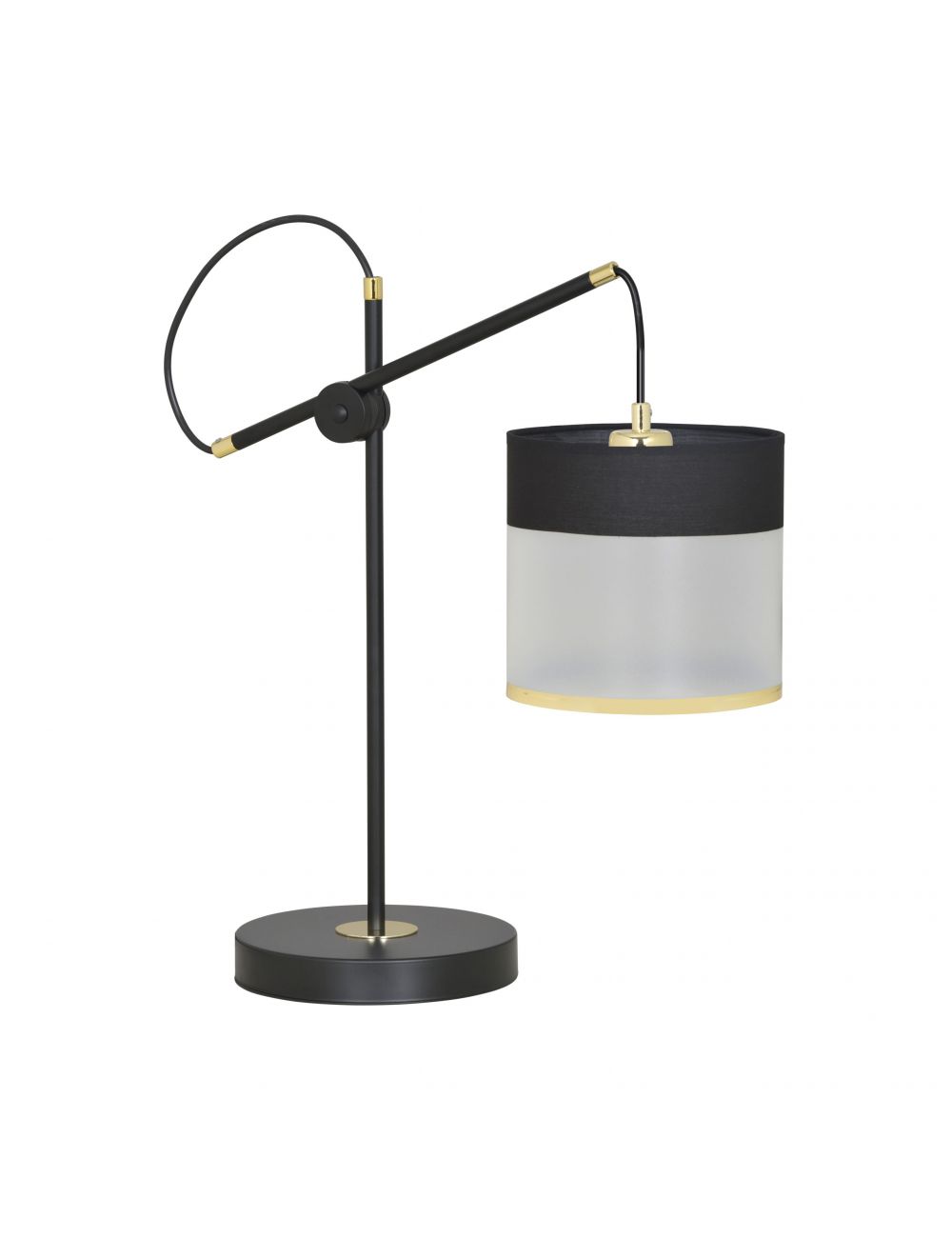 MONOLIT LN1 BLACK 588/LN1 lampka nocna biurkowa elegancka czarno-złoty abażur regulowana EMIBIG