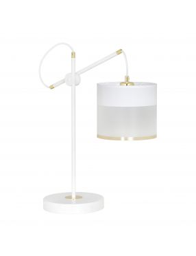 MONOLIT LN1 WHITE 589/LN1 lampka nocna biurkowa elegancka biało-złoty abażur regulowana EMIBIG