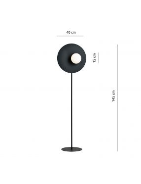 OSLO LP1 BLACK/OPAL 1187/LP1 nowoczesna lampa podłogowa szklany klosz EMIBIG